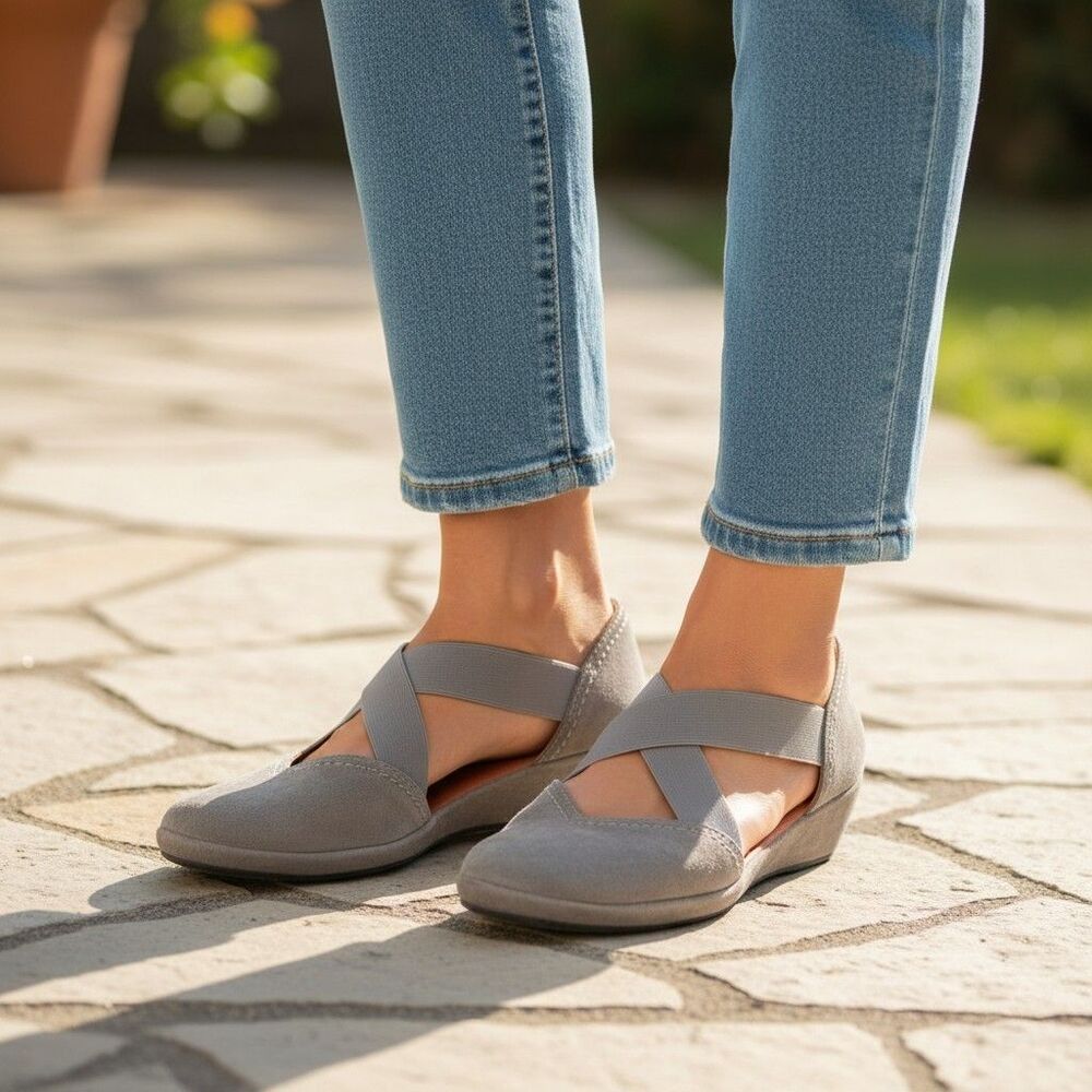 Comfort Stretch Gray Women's Slip-On Flats